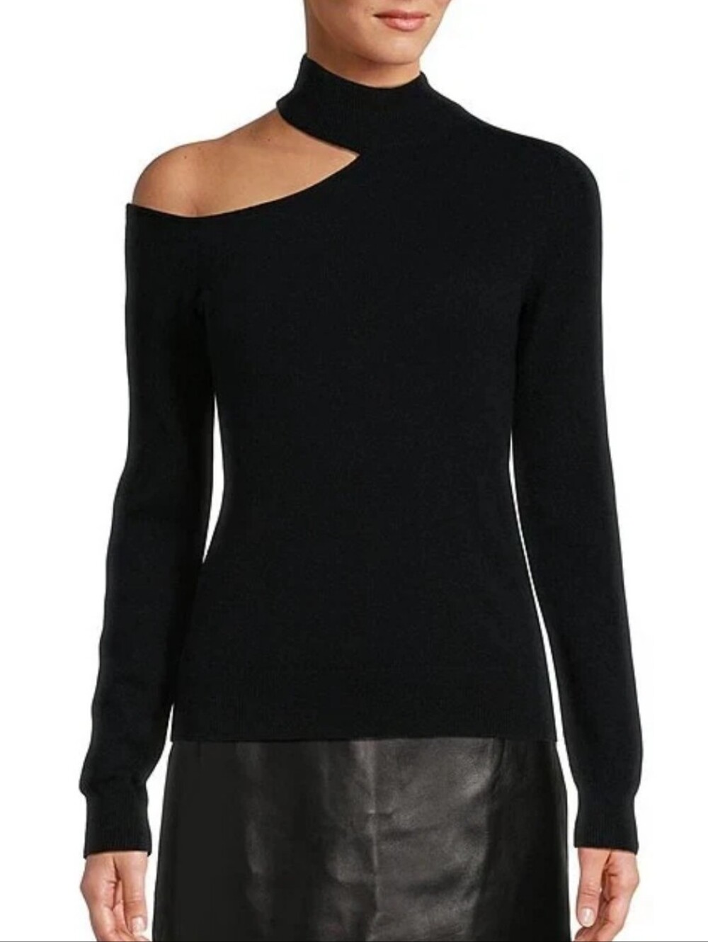 Antonio Melani Charcoal Cut Out Turtle Neck Sweater Cashmere Large